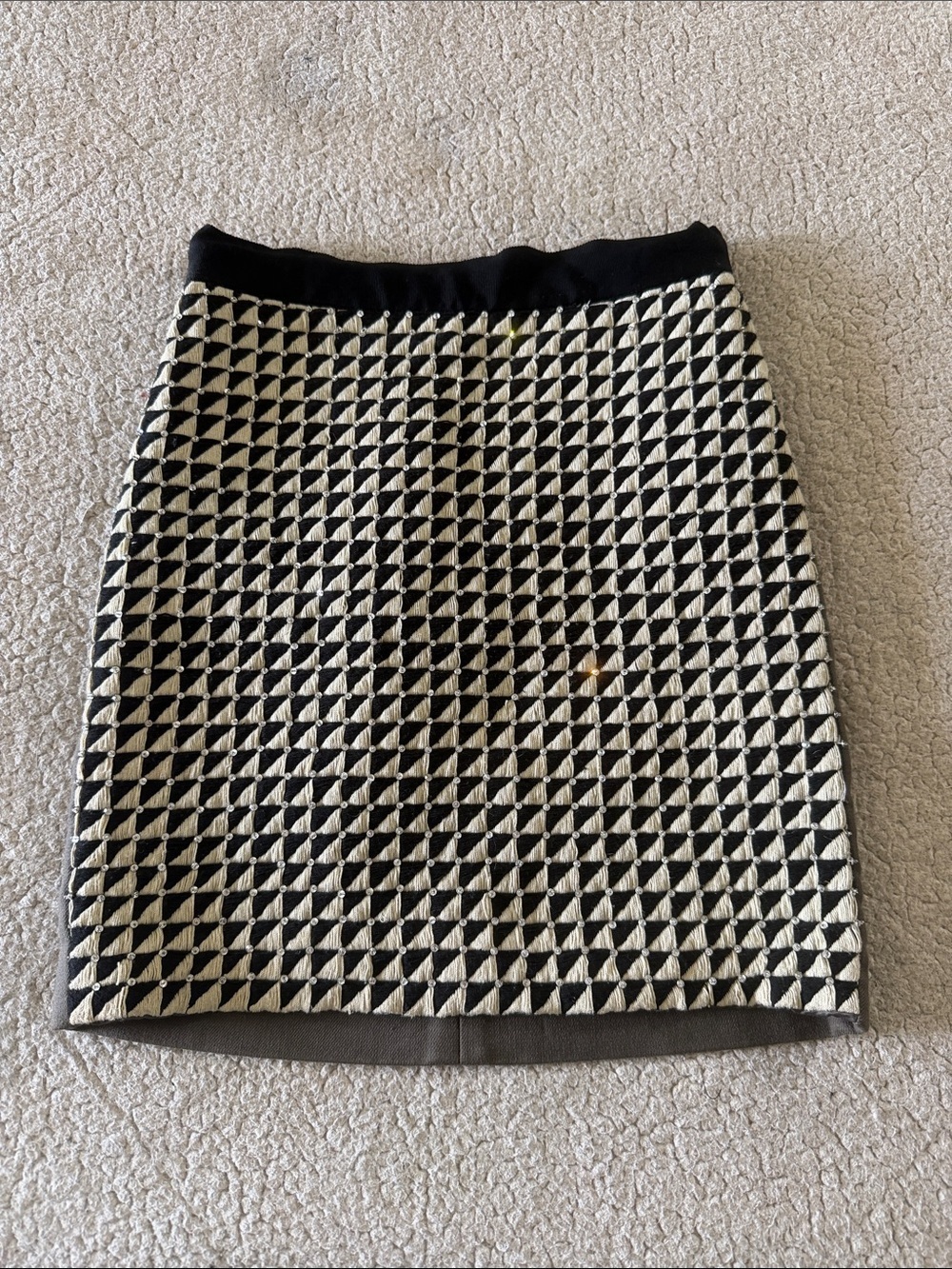 3.1 Phillip Lim Black and Cream Geometric Knit Pencil Skirt With Rhinestones 4